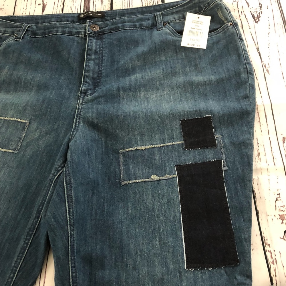 NWT! FTF Asher patchwork distressed jeans size 24 - Picture 5 of 8